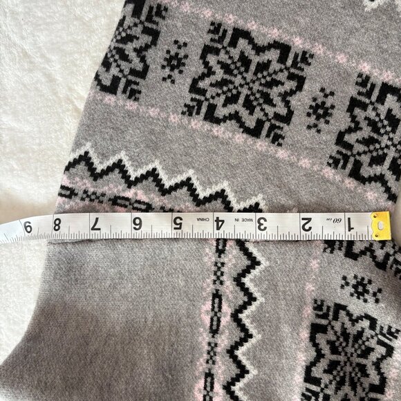 Womens Gray Knit Sweater Black Fair Isle Pattern Crew Neck Long Sleeve Size S - Picture 8 of 12